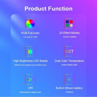 RGB LED Video Light Portable Camera Panel 0-360 Full Color … in Singapore - Image 1