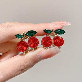 Red Rhinestone Cherry Hair Clip Sweet All-Match Princess … in Singapore - Image 1