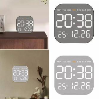 Remote Control Digital Wall Clock LED Alarm Clock Metal … in Wynnum - Image 1