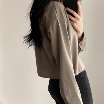 Retro Chic Open Collar Design Sense Single Row Button Shirt … in Singapore - Image 1