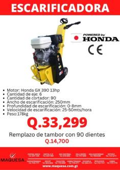 SCARIFICADORA DE CONCRETO / ASFALTO – MOTOR HONDA en Retalhuleu - Imagen 1