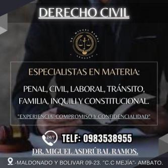 SERVICIOS LEGALES ESPECIALIZADOS - DR. MIGUEL ASDRÚBAL RAMOS RAM en Ambato - Imagen 1