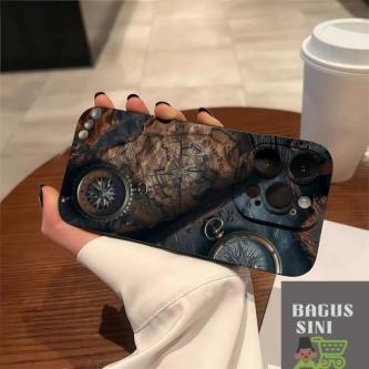 SFblackColor Casing Retro Compass Printed Phone Case For … in Rawang - Image 1