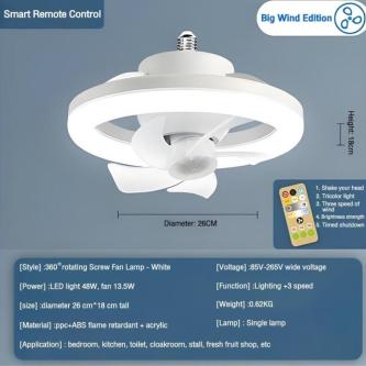 [SG????????Seller] E27 360° Rotation 48/60W LED Ceiling Fan Ligh in Woodlands - Image 1