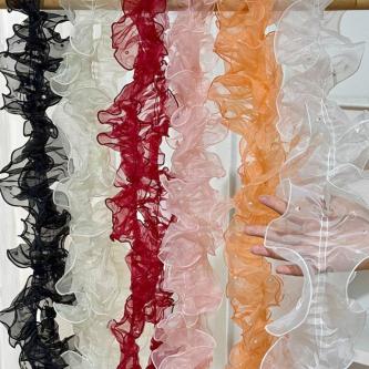 SHOOGMY Organza Beaded Ribbon, 1 Yard Wave Ruffle Edge … in Johor Bahru - Image 1