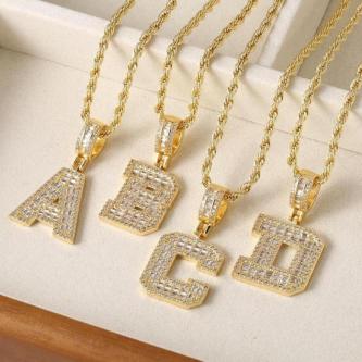 SIXFOX Color Bubble Letter Necklaces Customized initial … in Klang - Image 1