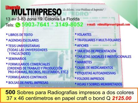 SOBRES PARA RADIOGRAFIAS en Ciudad de Guatemala - Imagen 1