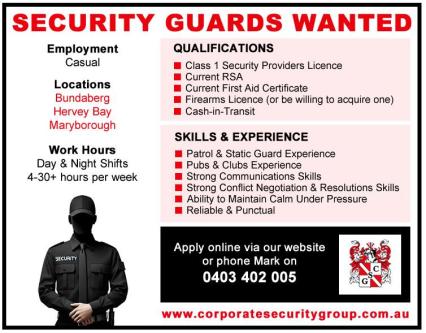 Security Guards (MARYBOROUGH) - Multiple Positions Available in Ayr - Image 1