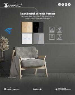 Secuview Two Gang Wi-Fi Remote Control Smart Switch With Metal B in Lincoln - Image 1
