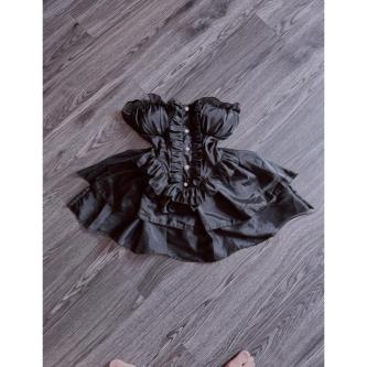 Set Crochet Ruffled Buttoned Shirt + Flared Layered Silk … in Singapore - Image 1