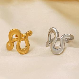Shiny Titanium Steel Irregular Line Ring, One Size … in Singapore - Image 1