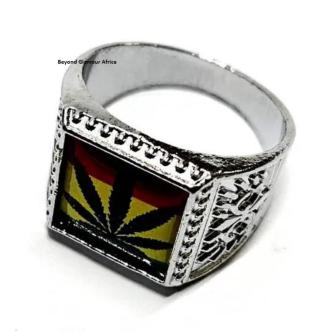 Silver Tone Rasta Leaf Ring in Kikuyu - Image 1