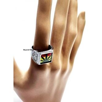 Silver Tone Rasta Leaf Ring in Kikuyu - Image 2
