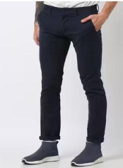 Slim Fit Mid-Rise Flat-Front Trousers in Mumbai - Image 1