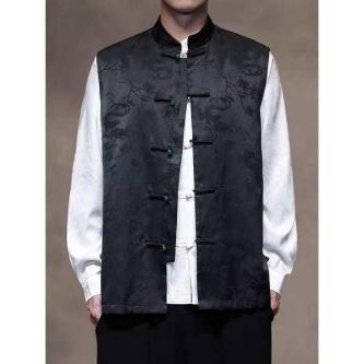 唐裝男 唐裝男套装 Spring Summer Thin Jacket Chinese Style Retro … in Singapore - Image 1