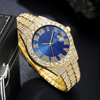 Summer Rhinestone Men's Watch Cuban Chain Cross Pendant Set … in Singapore - Image 1