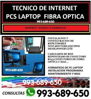 TECNICO INTERNET,CAMARAS WIFI,FIBRA OPTICA,CABLEADOS REPETIDORES en Lima - Imagen 1