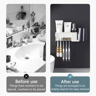 Toothbrush Holder Wall-mounted Storage Toothpaste Squeezer … in North-Eastern Islands - Image 1