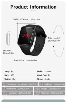 Unisex Simple Square Dial Multifunction Electronic Watch … in Geylang - Image 1