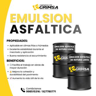 VENTAS DE EMULSIÓN ASFÁLTICA DE ROTURA LENTA en Coracora - Imagen 1