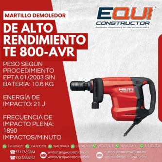 Venta Martillo Demoledor de Alto Rendimiento TE 800-AVR en Coatepec - Imagen 1