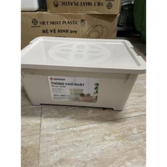 Viet Nhat 32L rectangular plastic bin with wheels, plastic … in Singapore - Image 1