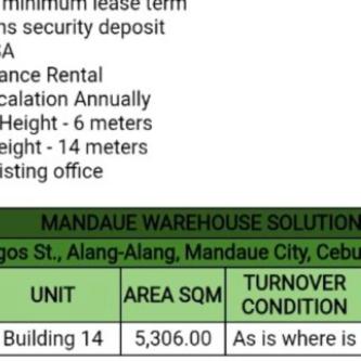 WAREHOUSE FOR RENT IN MANDAUE 5,306sqm in Mandaue - Image 5