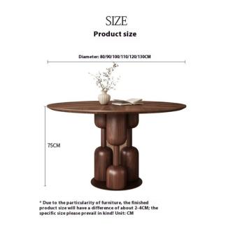 Walnut-colored All-solid [round Dining Table] Round Dining … in Singapore - Image 1