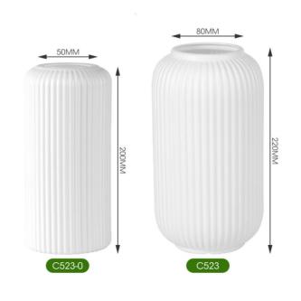 White Ribbed Decorative Plastic Vase in Singapore - Image 1