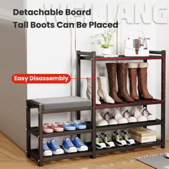 With Seat Cabinet Metal Rack Shoe Stool in Singapore - Image 1