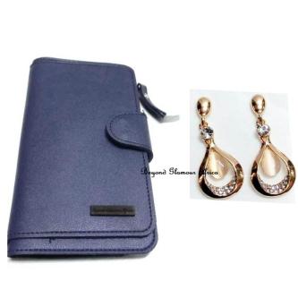 Womens Blue leather wallet + earrings in Kikuyu - Image 2
