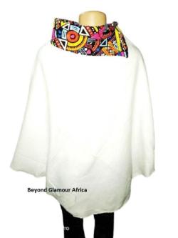 Womens Cream ankara poncho and pouch in Kikuyu - Image 2