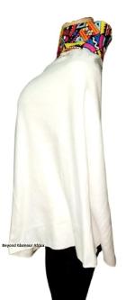 Womens Cream ankara poncho and pouch in Kikuyu - Image 3