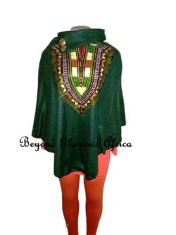 Womens Green dashiki cotton poncho in Kikuyu - Image 1