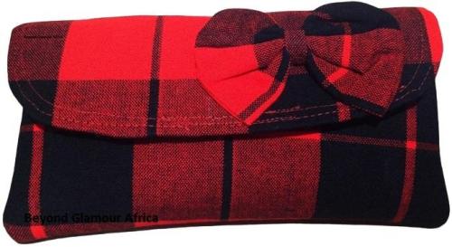 Womens Red Maasai Clutch and loop earrings in Kikuyu - Image 2