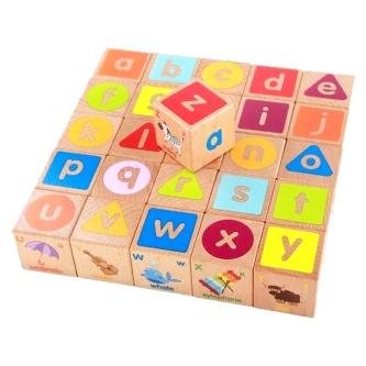 Wooden Cube Block 4x4 cm. ABC Pattern Large Print Small … in Singapore - Image 1