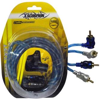 XSCORPION STP18 Rca Cable 18FT Right Angle Blue/platinum Twisted in Mississauga - Image 1