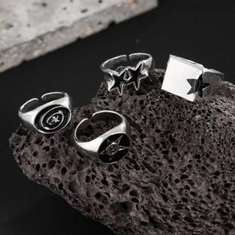 XXHZ 4Pcs/Set Bla Five-Pointed Star Wide Rings For Men … in Kota Kinabalu - Image 1