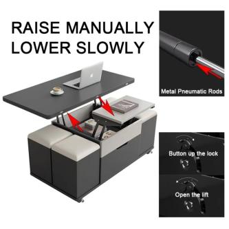 YOOK Dining Table Adjustable Large Storage Coffee With … in Singapore - Image 1