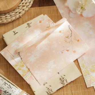 四季如风套装信封信纸ins治愈植物风景插画浪漫手写表白祝福信笺Envelope and Letter Paper … in Woodlands - Image 1